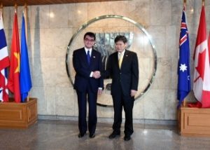 Meeting with Foreign Minister Kono and ASEAN Secretary-General Dato Lim Jock Hoi